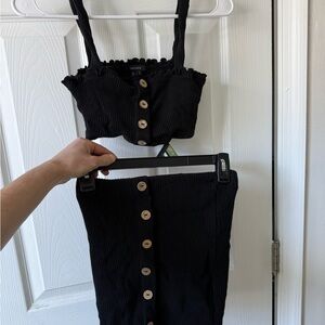 Forever 21 Black Skirt Set with Button Details